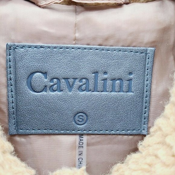 Cavalini Women's Teddy Bear Fur Tan Jacket size S - Picture 4 of 5